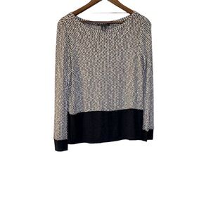 INC International Concepts Black/White Scoop Neck Top in Size M